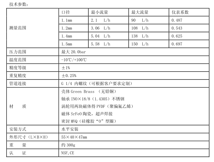微小流量流量計